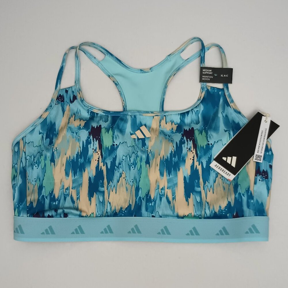adidas Women's Powerreact Training Medium-Support Allover Print Bra XL A-C NWT - Picture 1 of 10